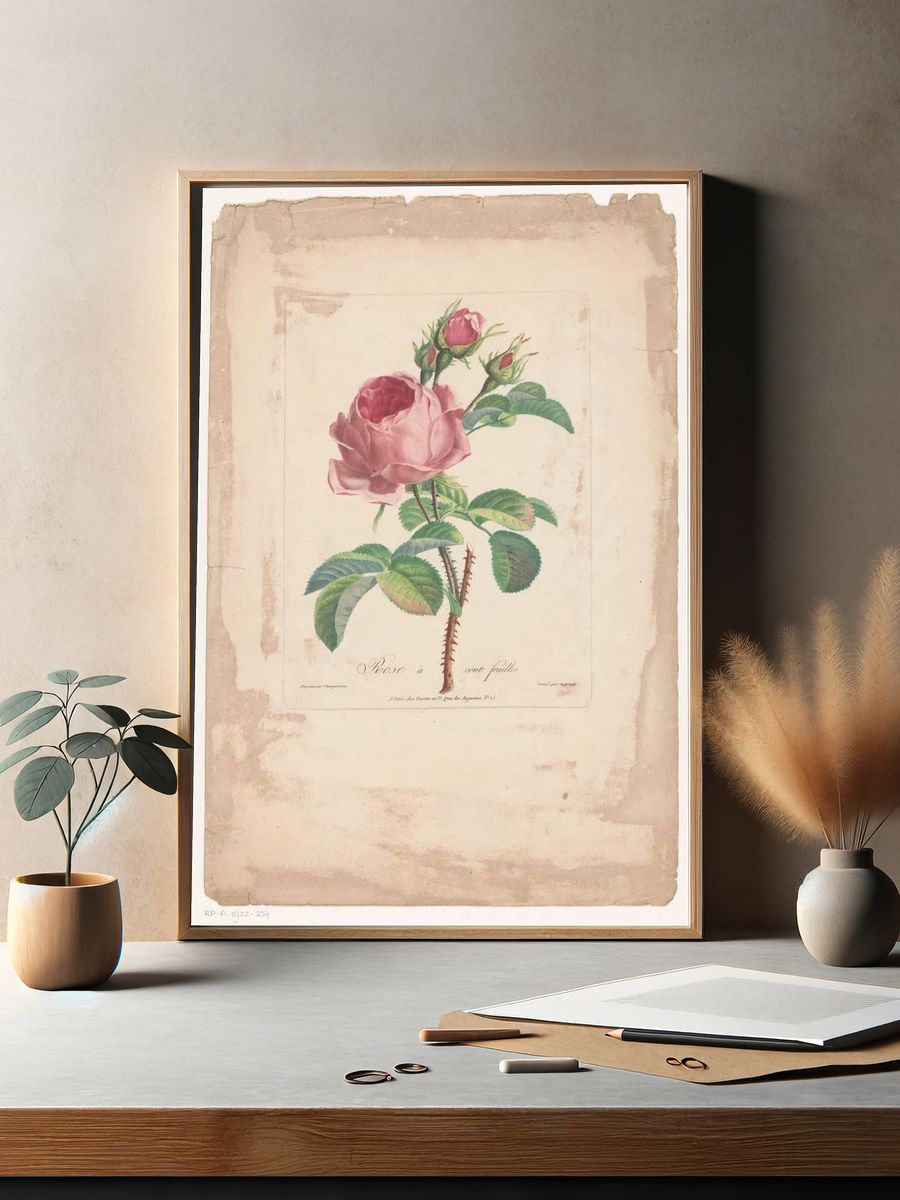 Rose à Cent Feuilles — Botanical Print. — room view 2