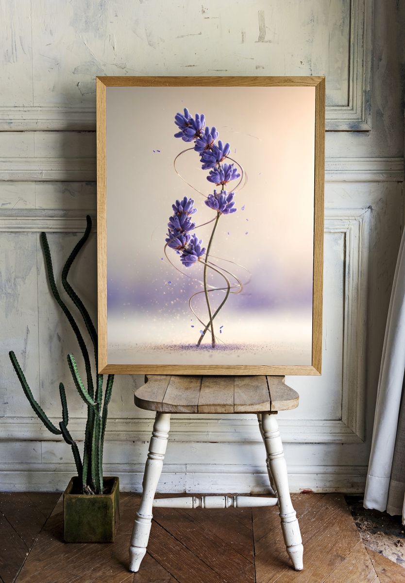 Lavender Floral Art Print. — room view 1