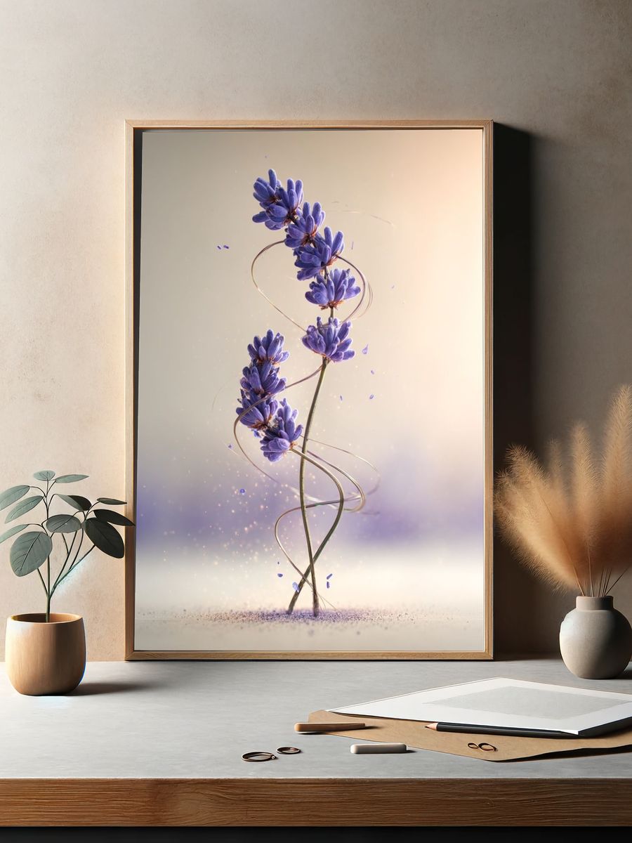 Lavender Floral Art Print. — room view 2