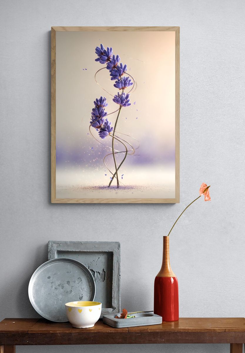 Lavender Floral Art Print. — room view 3