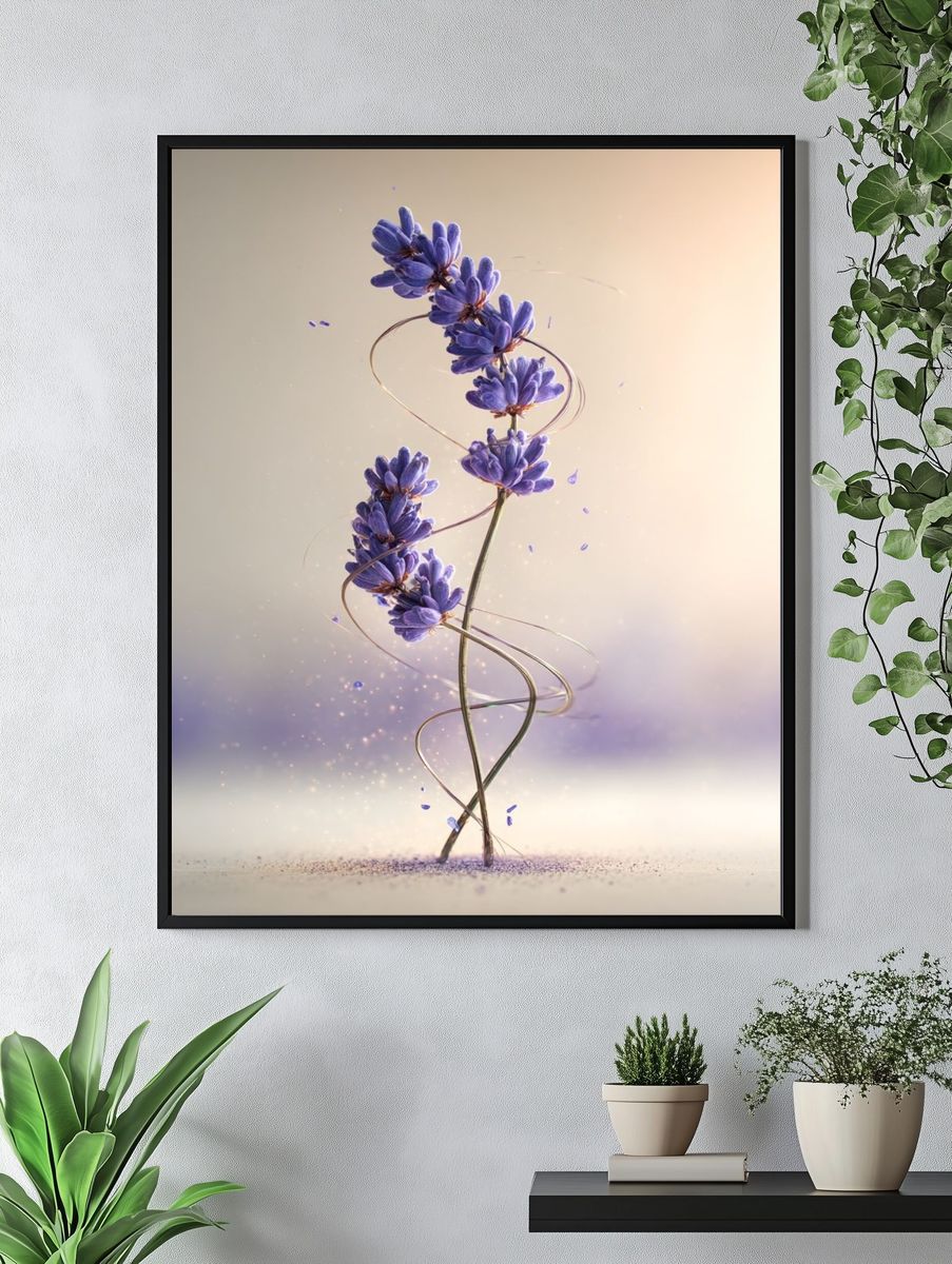 Lavender Floral Art Print. — room view 4