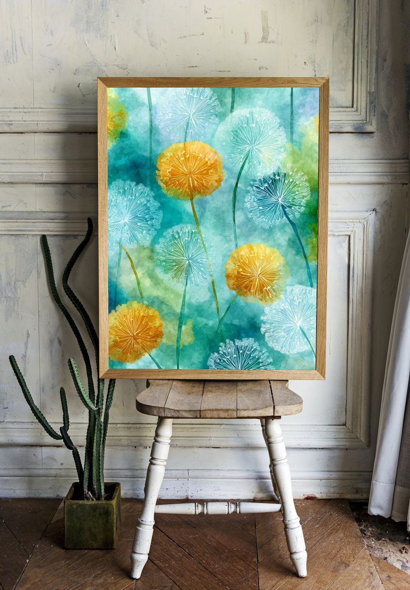 Colorful Floral Abstract Poster. — room view 1