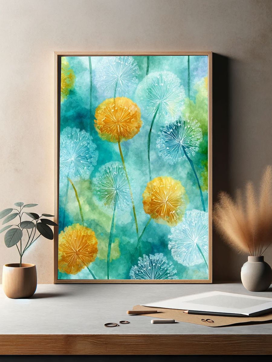 Colorful Floral Abstract Poster. — room view 2