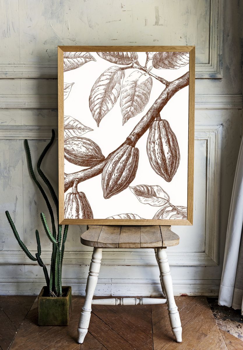 Cocoa Plant Illustration Poster. — room view 1