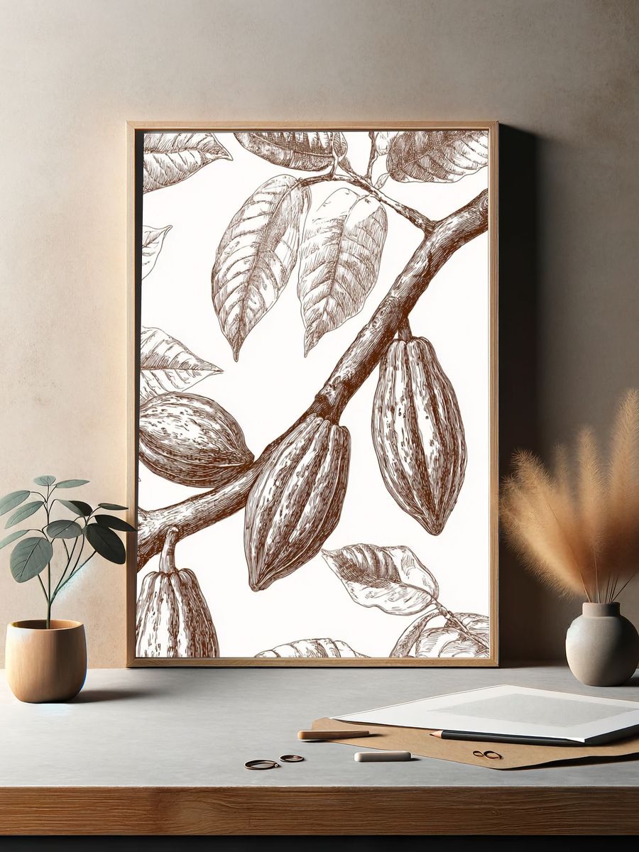 Cocoa Plant Illustration Poster. — room view 2
