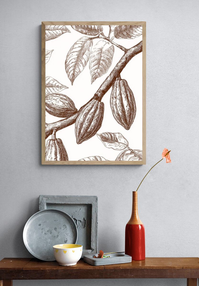 Cocoa Plant Illustration Poster. — room view 3