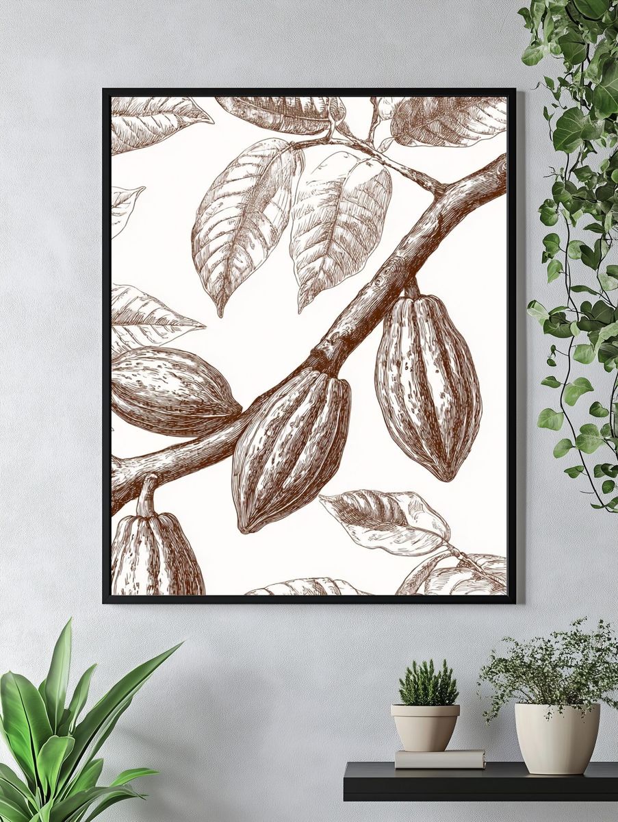 Cocoa Plant Illustration Poster. — room view 4