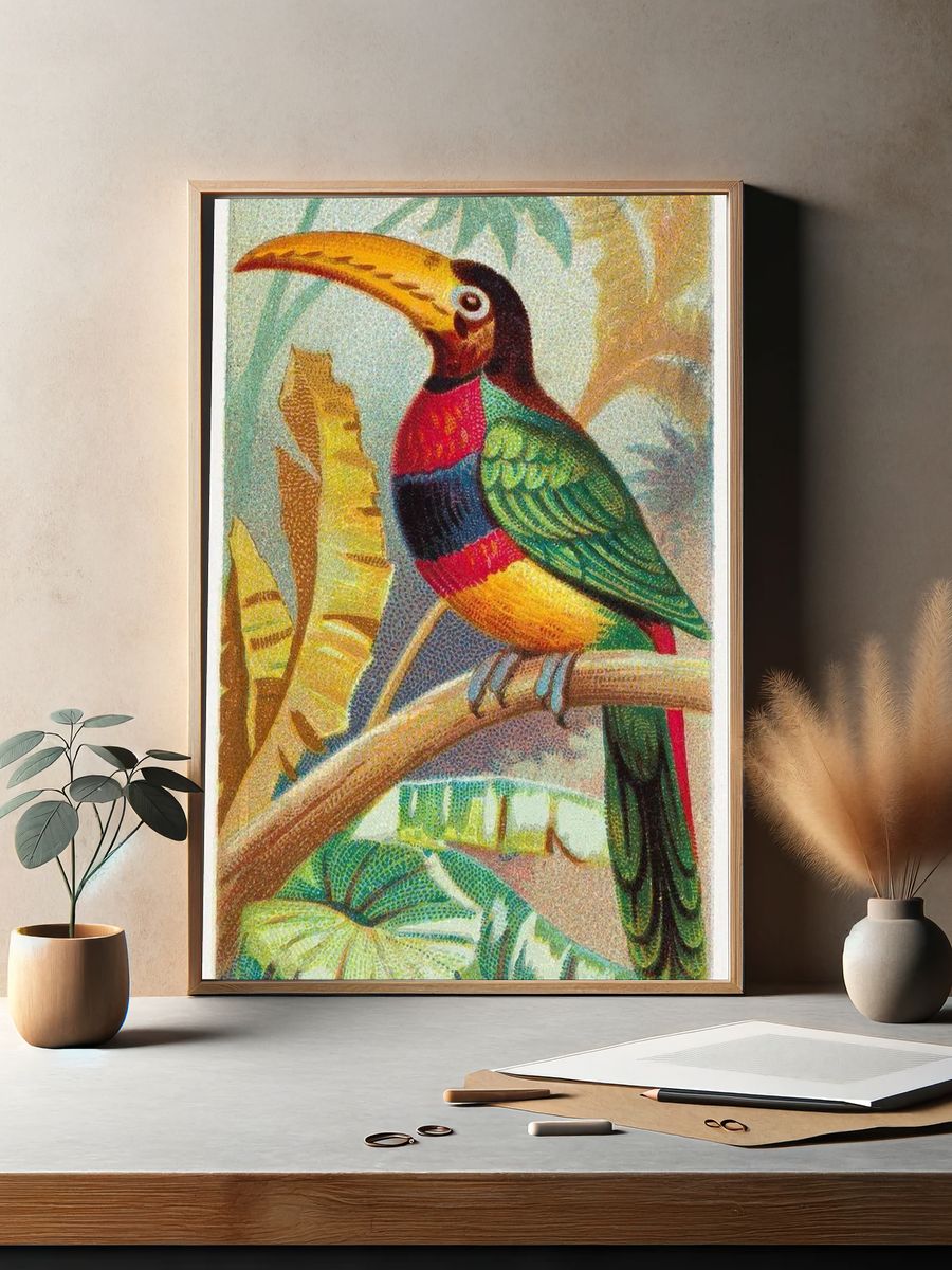 The Banded Araçari Toucan — Vintage Print. — room view 2