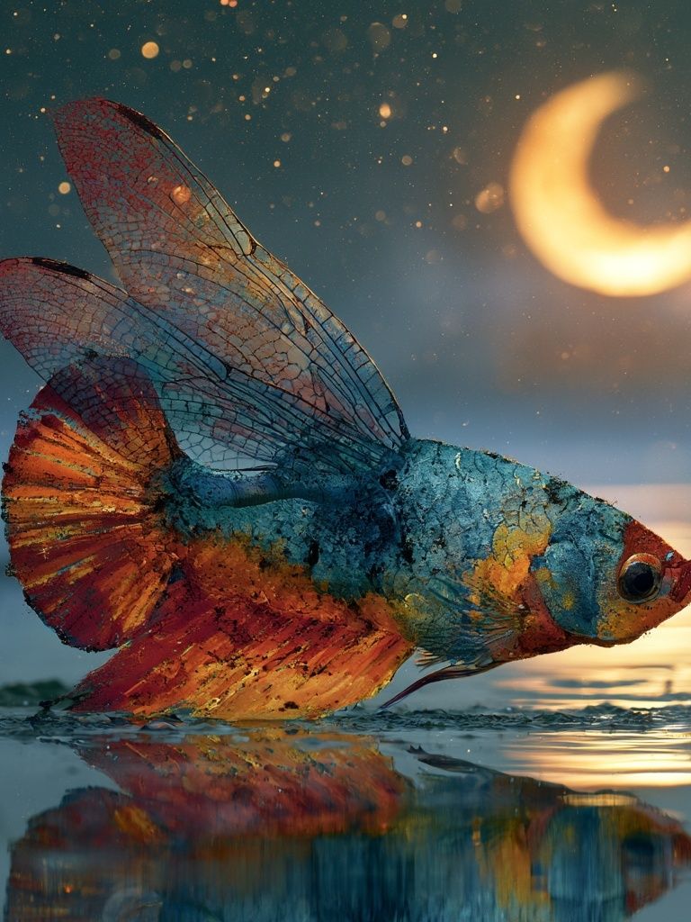 Dreamy Betta Fish Illustration Poster. poster detail