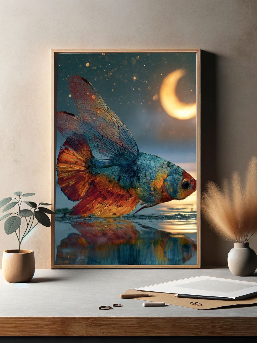 Dreamy Betta Fish Illustration Poster. — room view 2