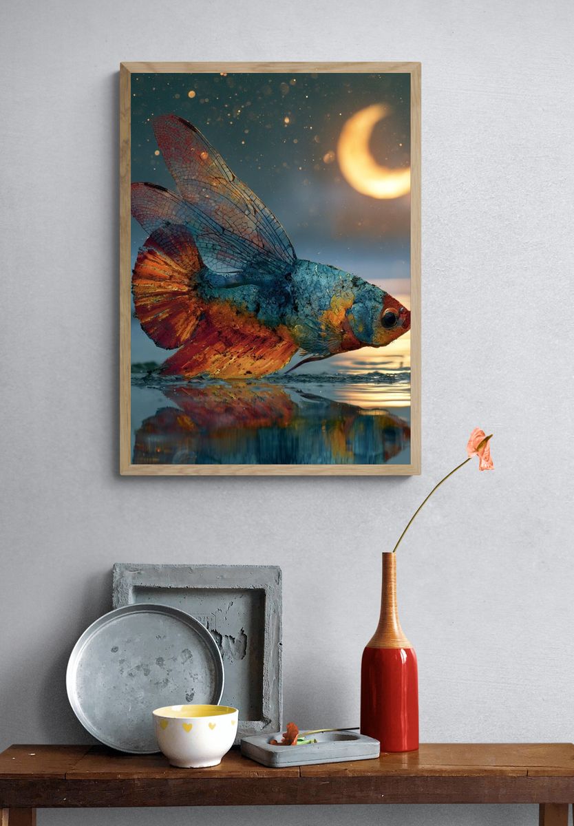 Dreamy Betta Fish Illustration Poster. — room view 3