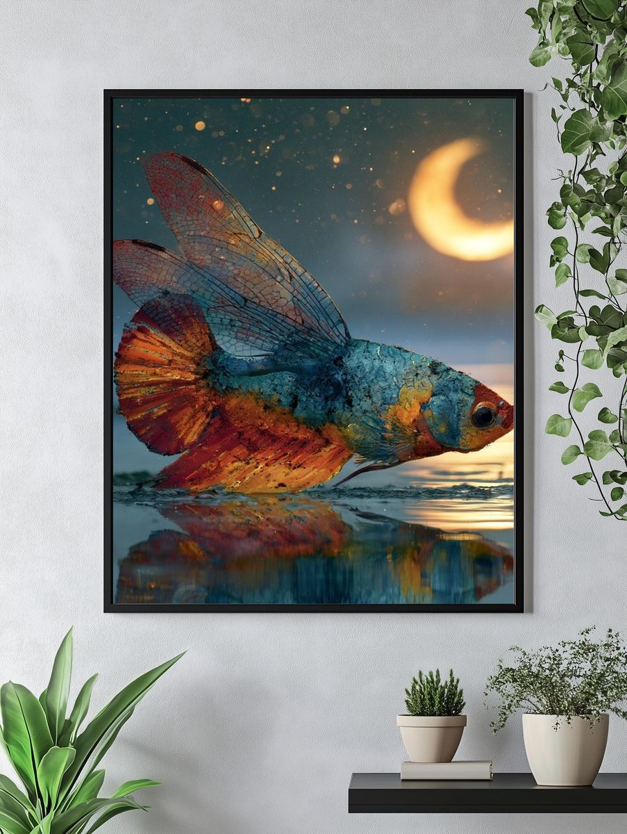 Dreamy Betta Fish Illustration Poster. — room view 4