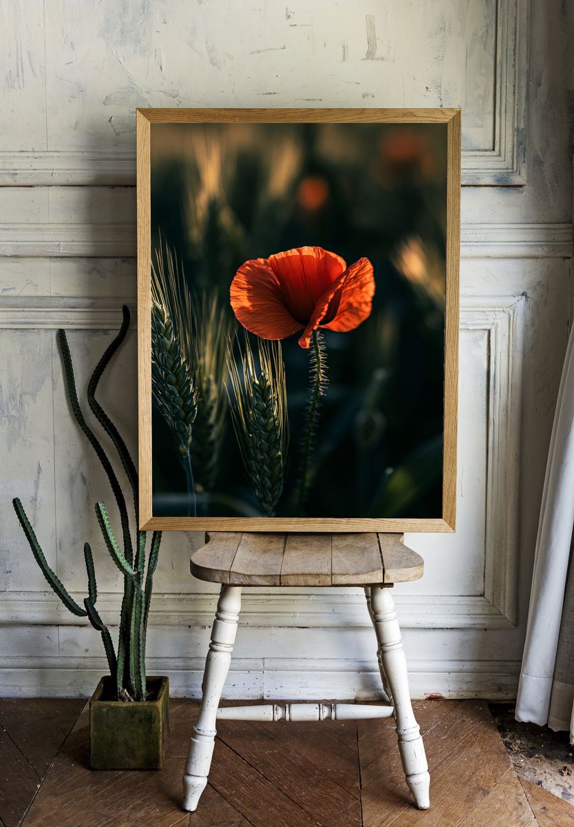 Red Poppy Field Photography Poster. — room view 1