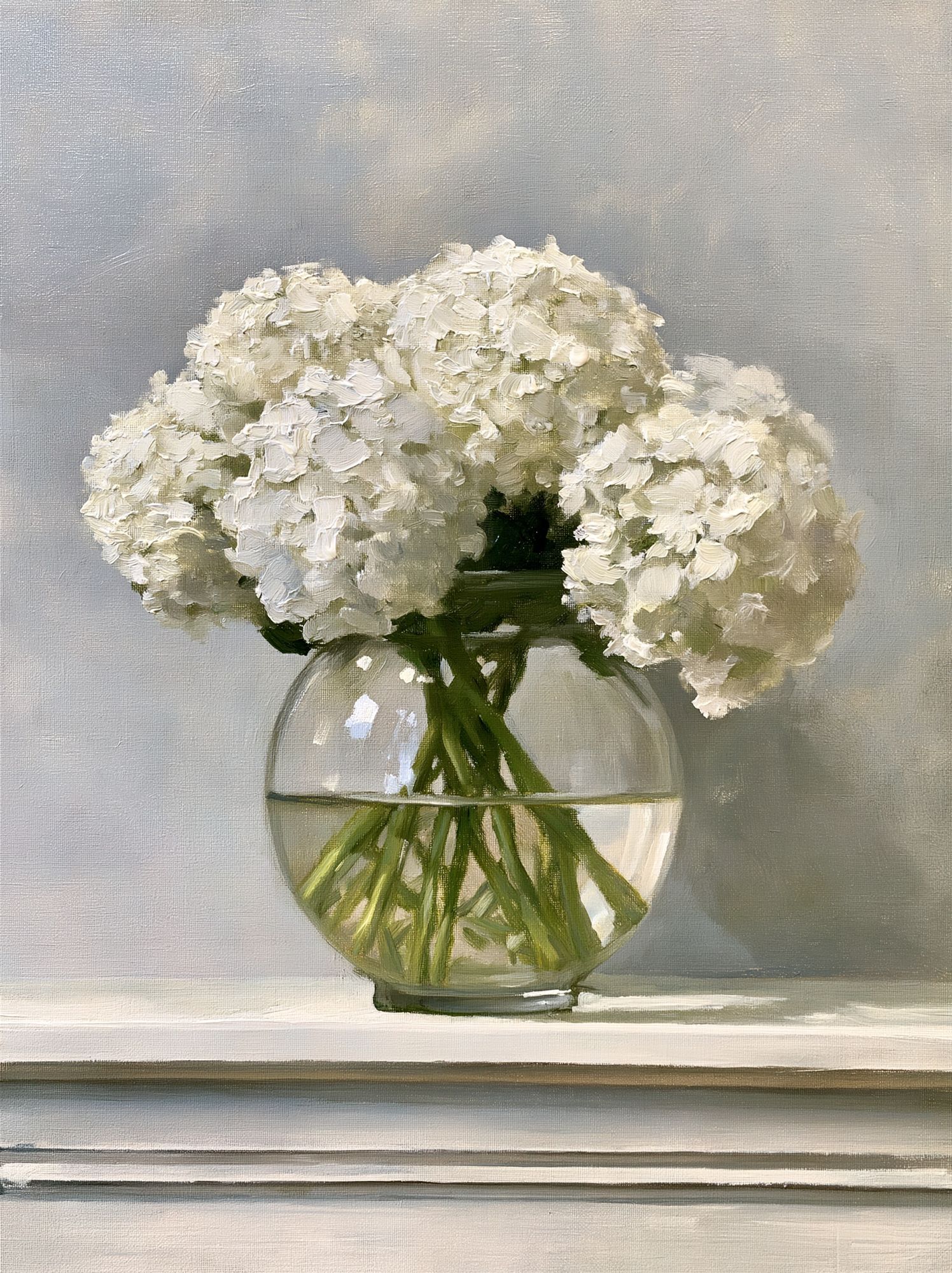 White Hydrangeas Still Life Poster. poster — botanical art