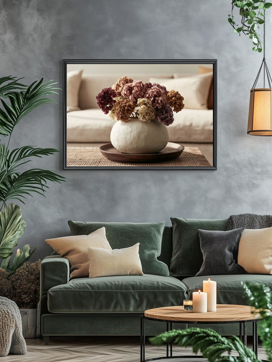 Dried Hydrangea Still Life Print. — room view 4