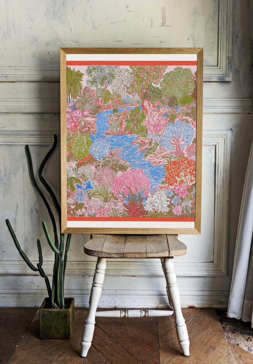 Vibrant Tropical Garden — Botanical Print. — room view 1