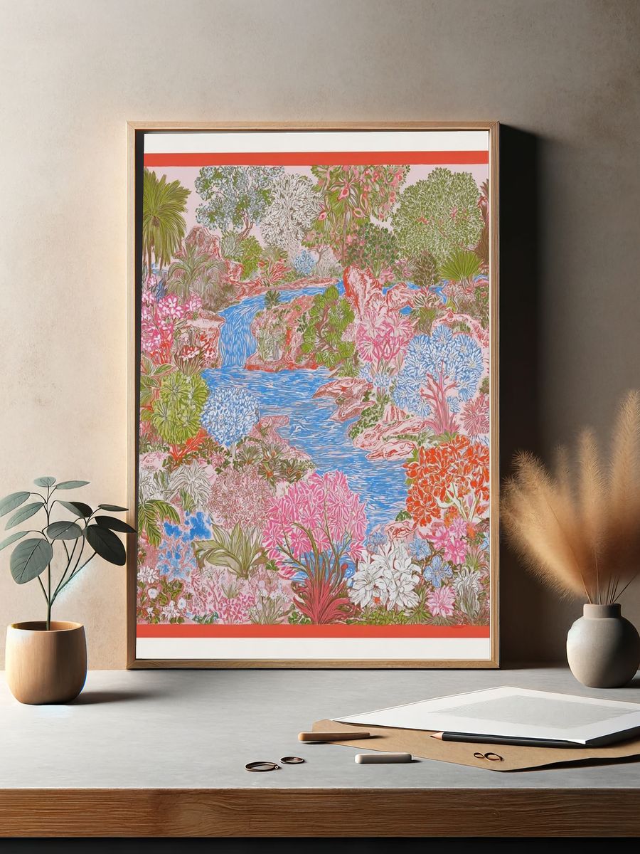 Vibrant Tropical Garden — Botanical Print. — room view 2