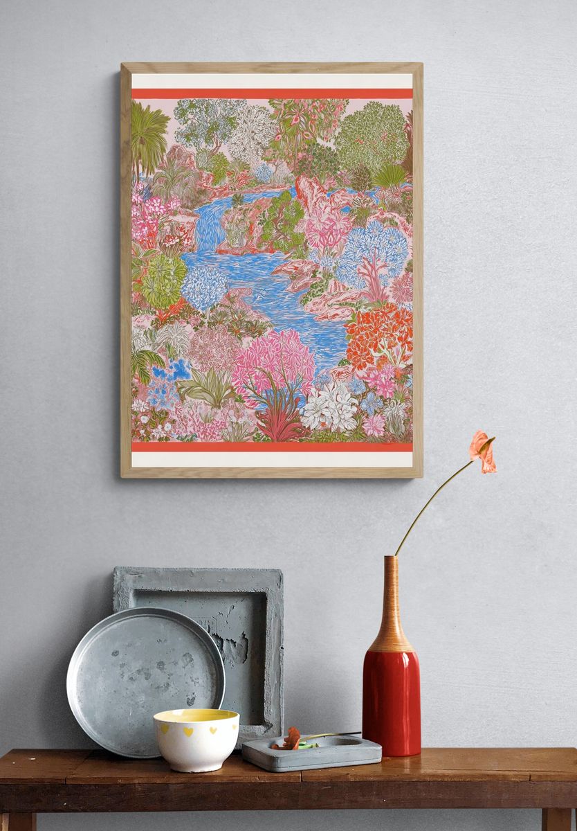 Vibrant Tropical Garden — Botanical Print. — room view 3