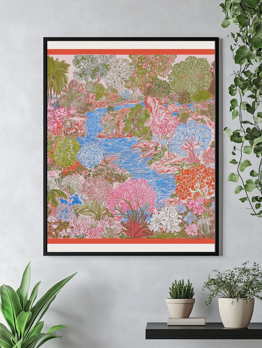 Vibrant Tropical Garden — Botanical Print. — room view 4