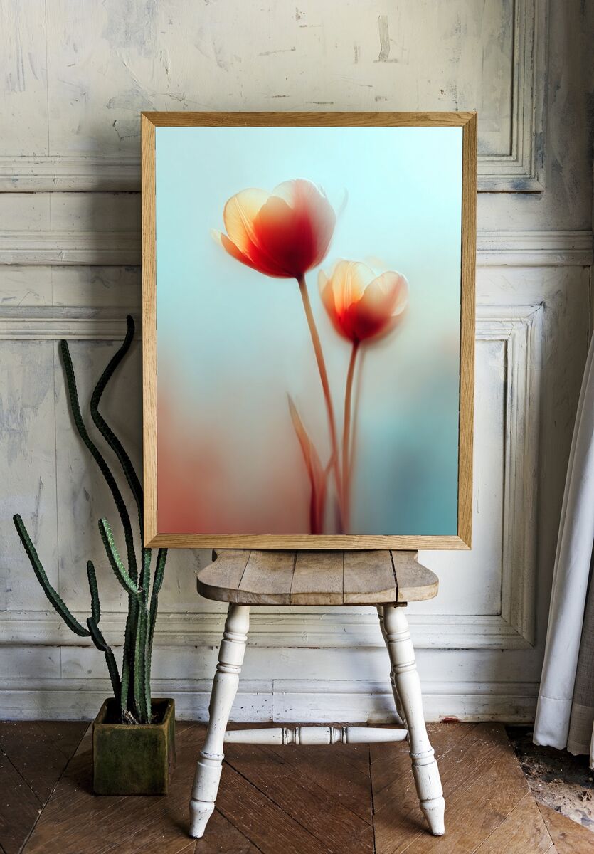 Tulip Blossoms — Botanical Print. — room view 1