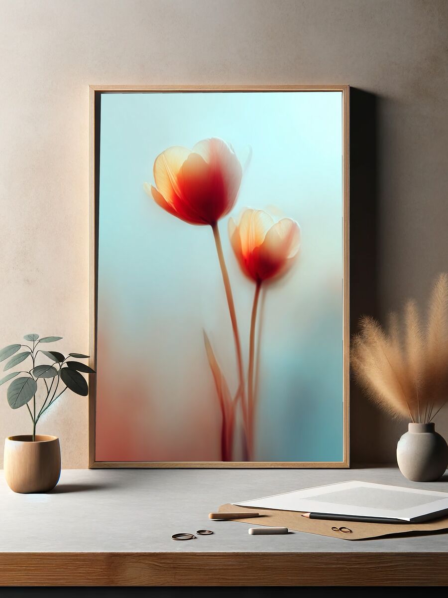 Tulip Blossoms — Botanical Print. — room view 2