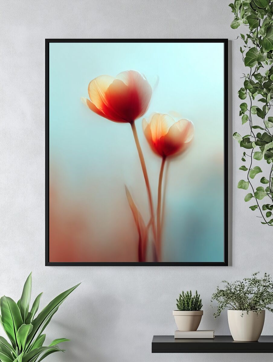 Tulip Blossoms — Botanical Print. — room view 4