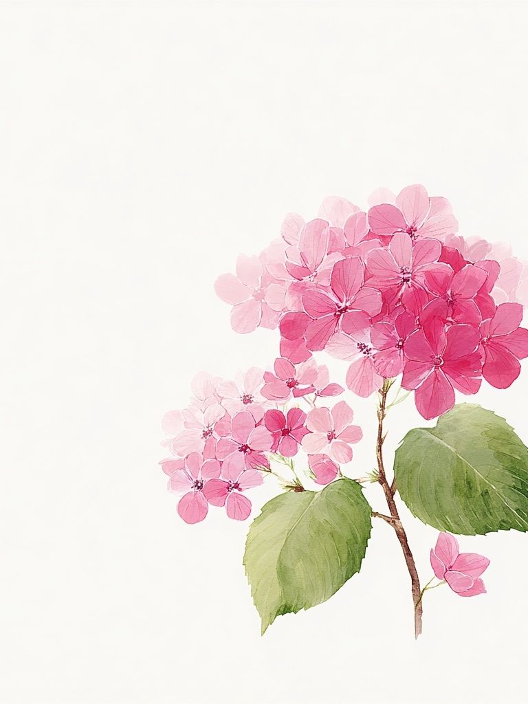Pink Hydrangea — Watercolor Print. poster detail