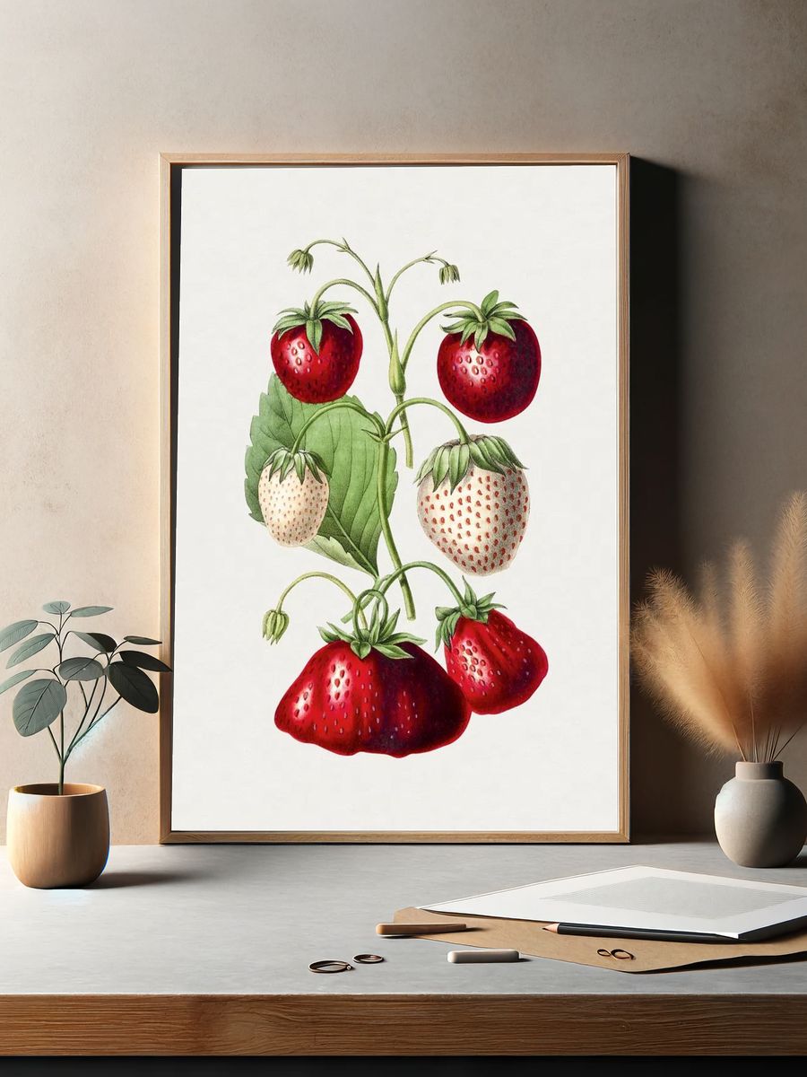 Strawberry Botanical Print. — room view 2