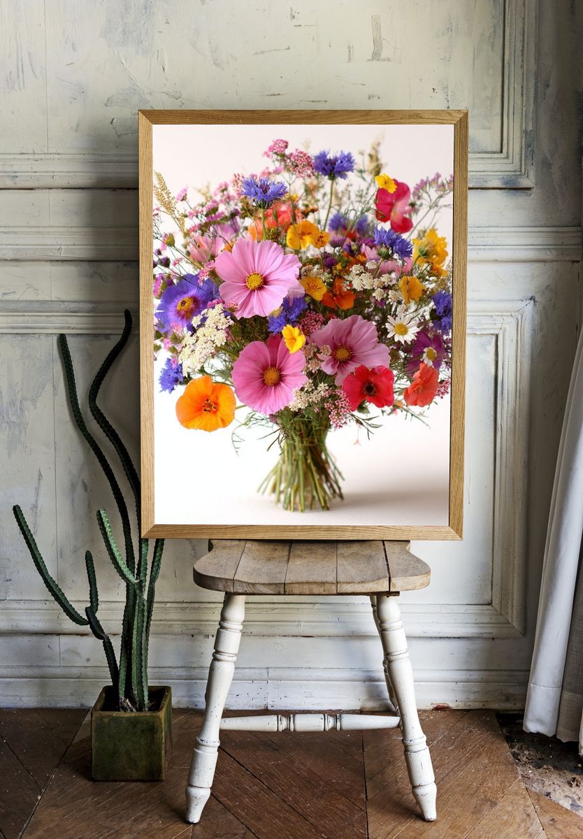 Colorful Wildflower Bouquet — Botanical Print. — room view 1