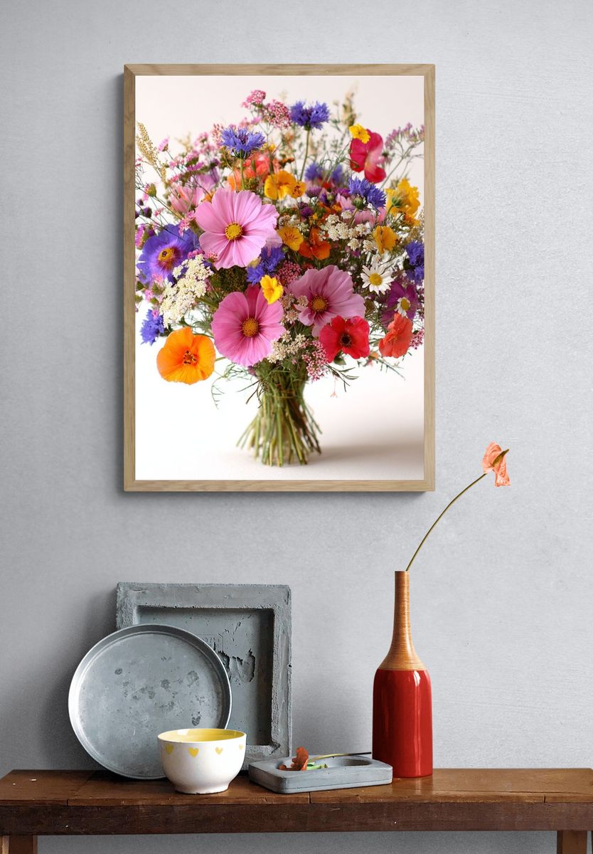 Colorful Wildflower Bouquet — Botanical Print. — room view 3