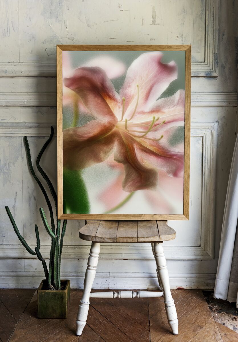 Delicate Pink Flower — Botanical Print. — room view 1