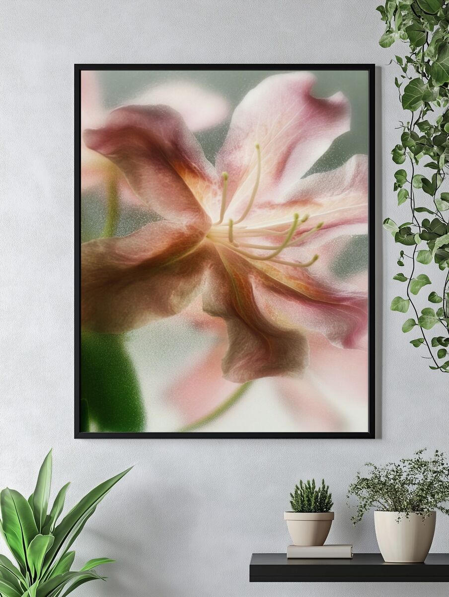 Delicate Pink Flower — Botanical Print. — room view 4