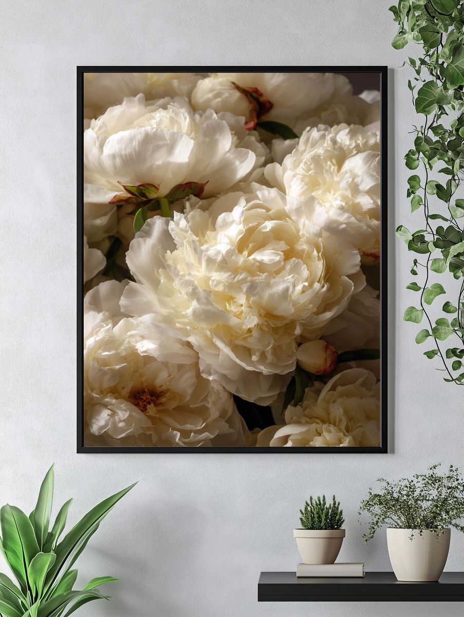White Peonies — Botanical Print. — room view 4
