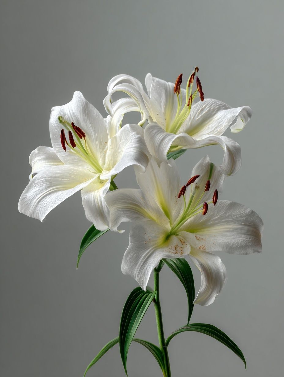 Elegant White Lily Botanical Print. poster detail