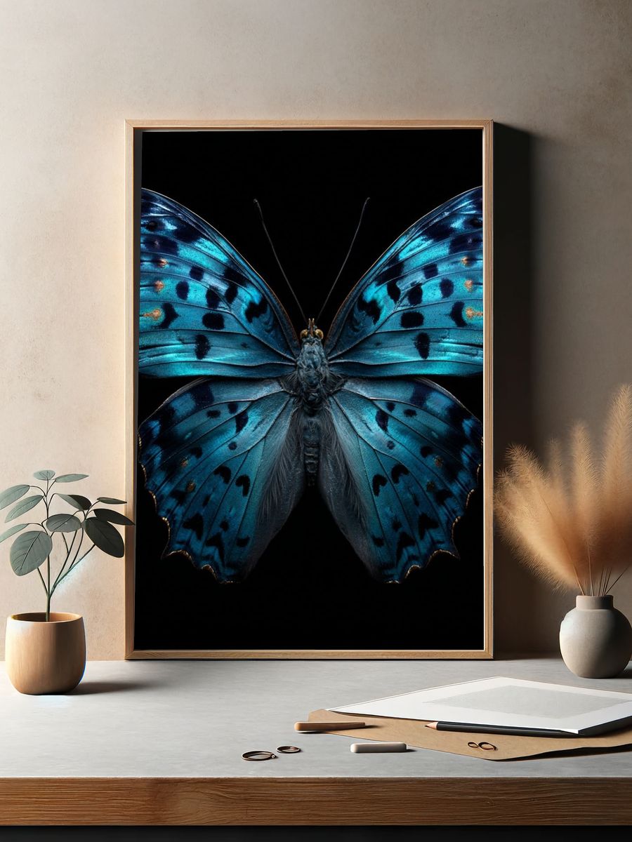 Blue Butterfly — Nature Print. — room view 2
