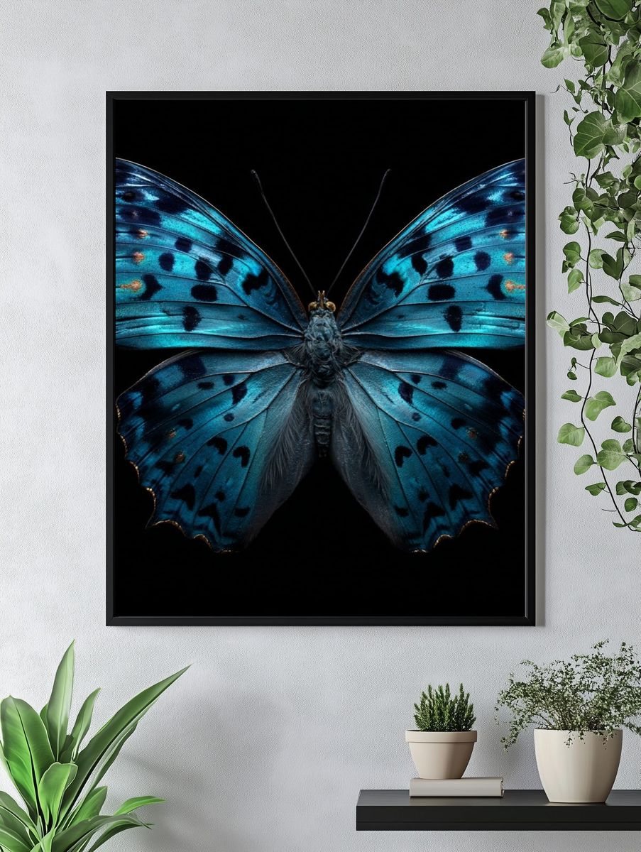 Blue Butterfly — Nature Print. — room view 4