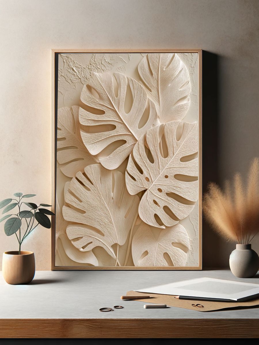 Monstera Leaves — Botanical Print. — room view 2