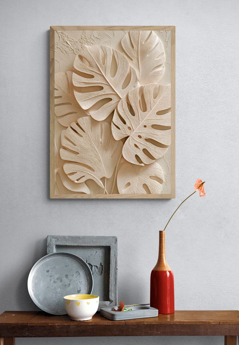 Monstera Leaves — Botanical Print. — room view 3