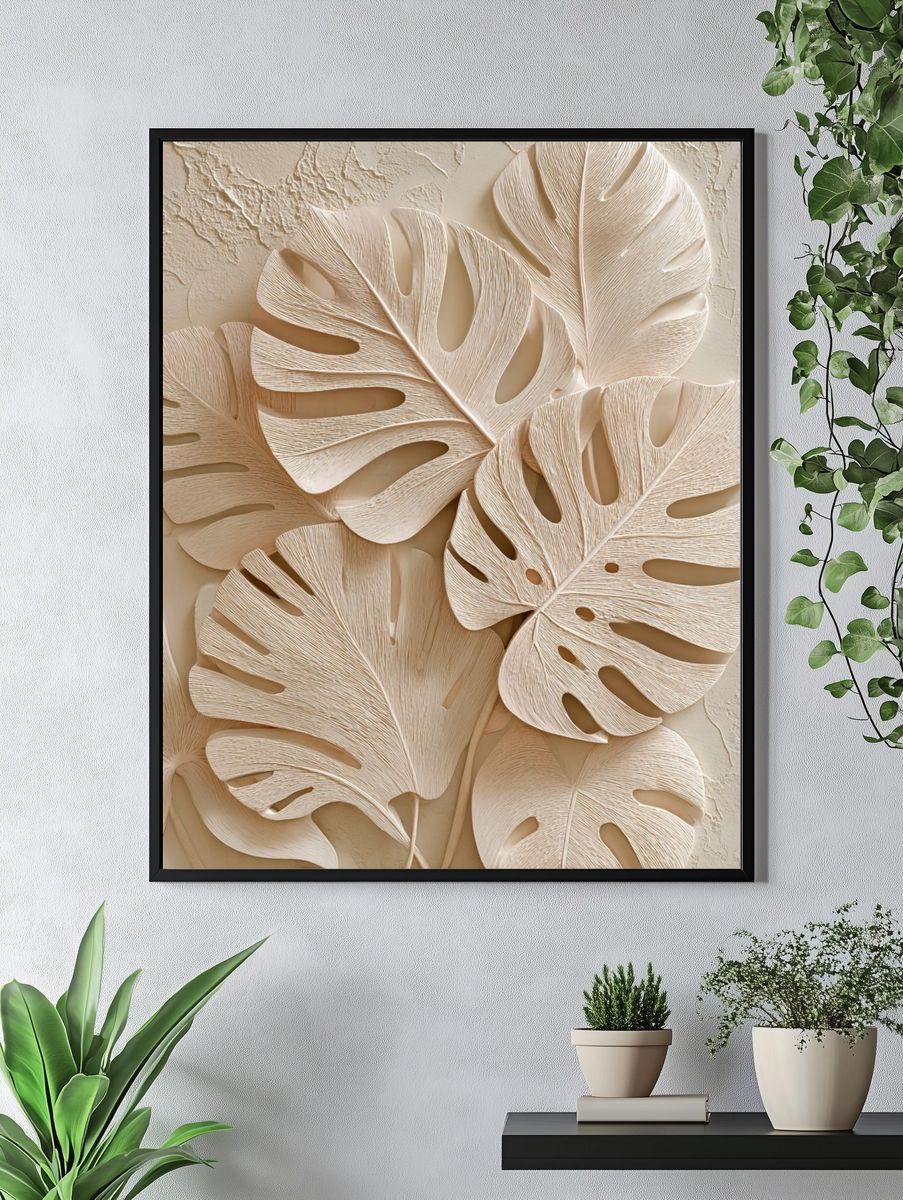 Monstera Leaves — Botanical Print. — room view 4