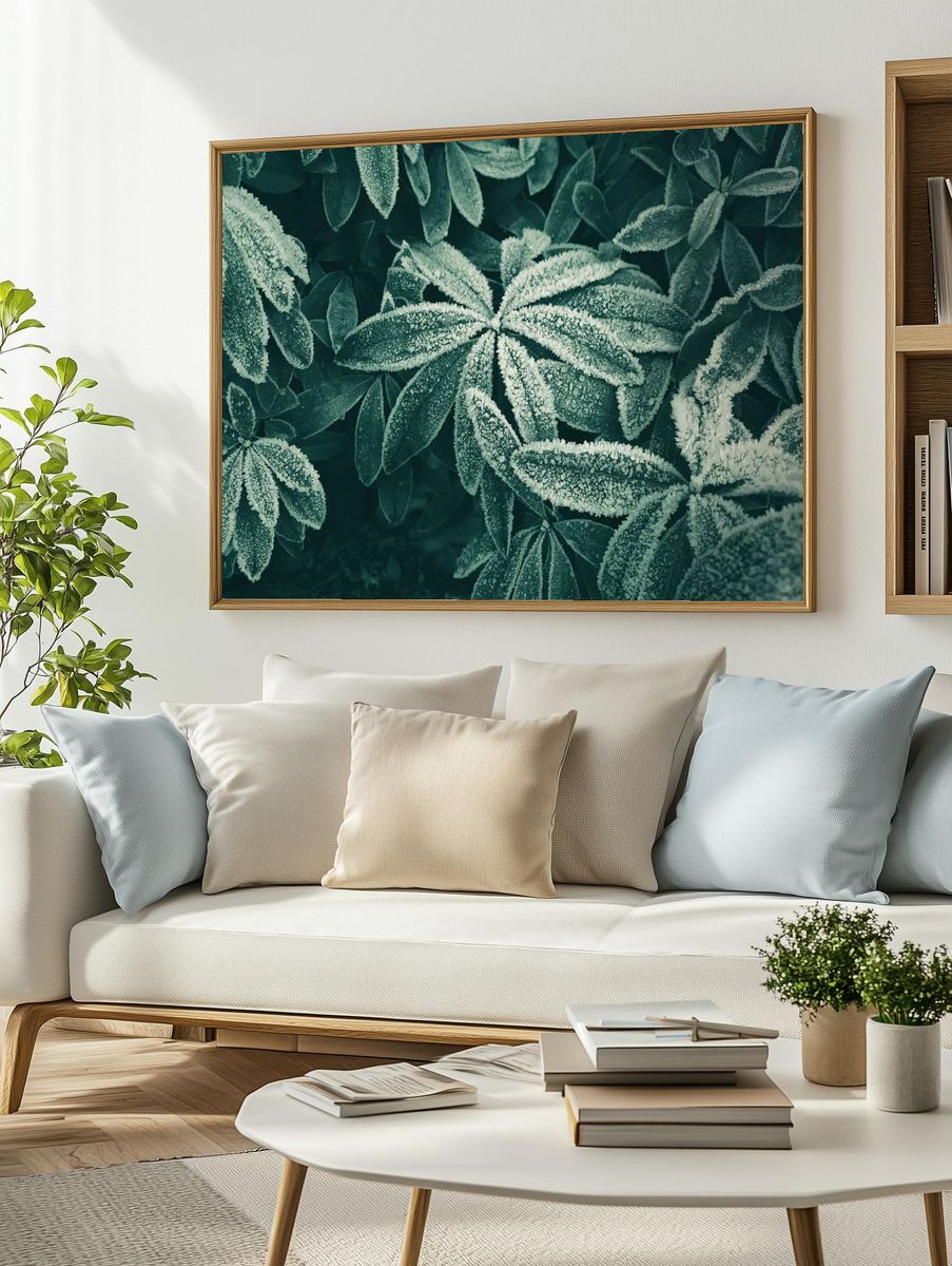 Frosted Leaves — Botanical Print. — room view 2
