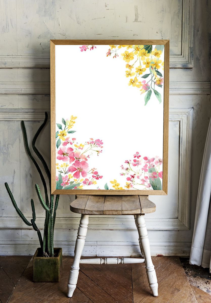 Floral Watercolor Botanical Poster. — room view 1