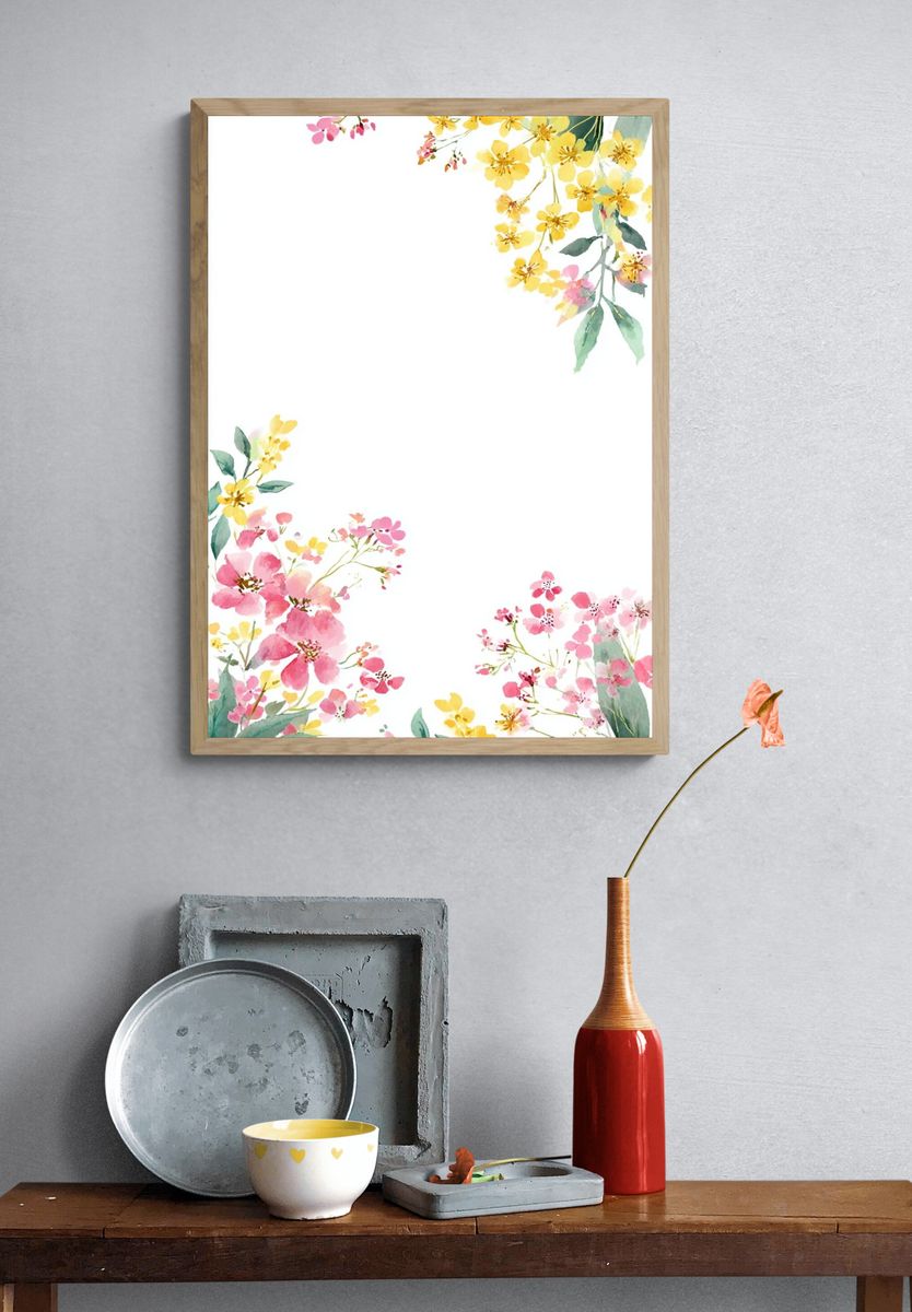 Floral Watercolor Botanical Poster. — room view 3