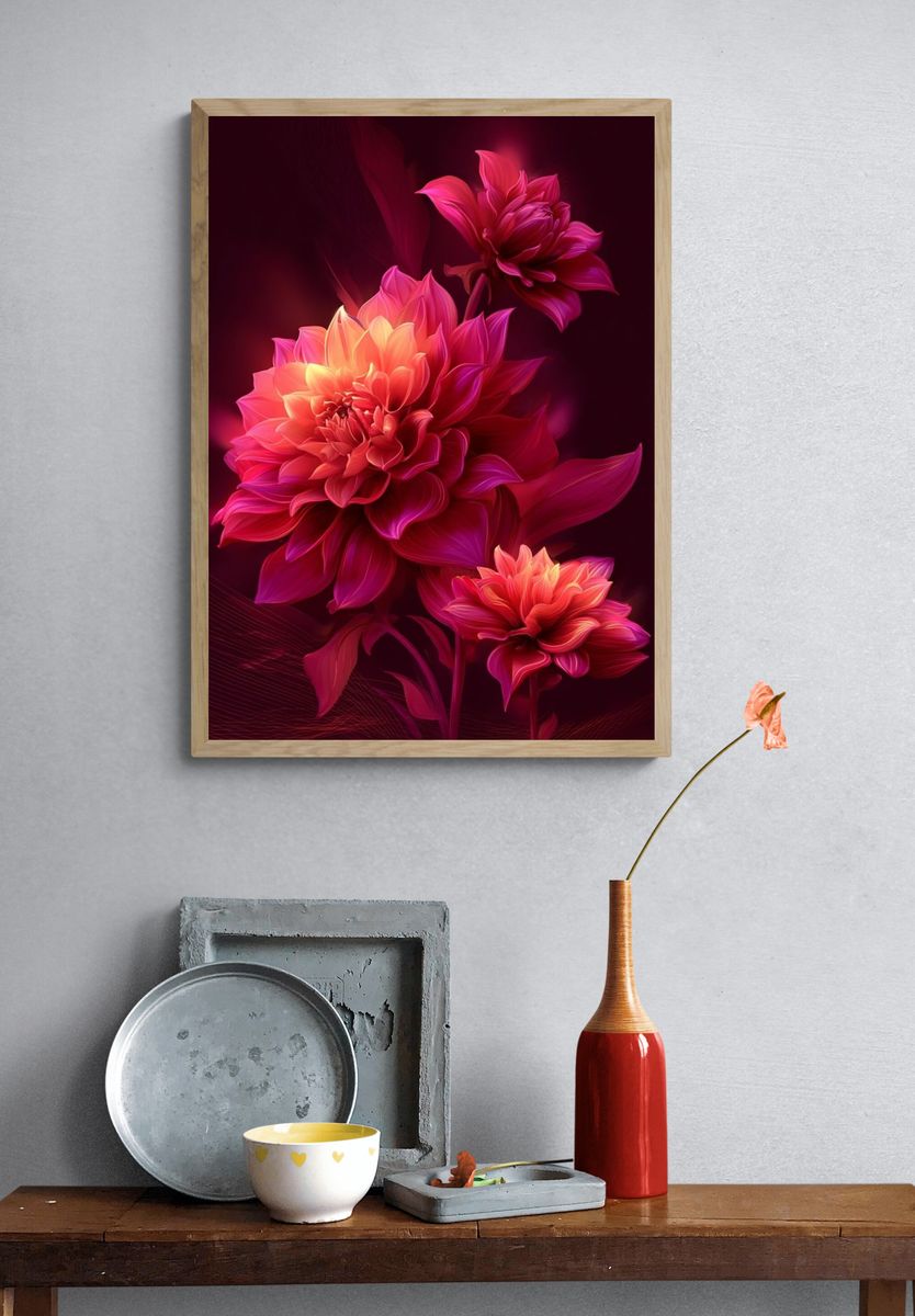 Vibrant Floral Elegance — Botanical Print. — room view 3