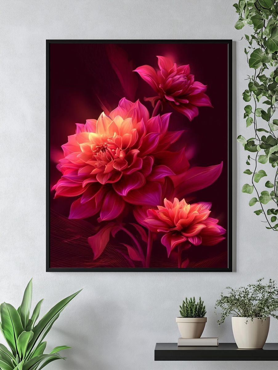 Vibrant Floral Elegance — Botanical Print. — room view 4