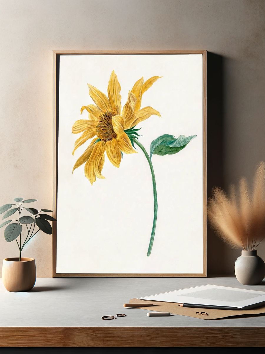 Sunflower Botanical Print. — room view 2