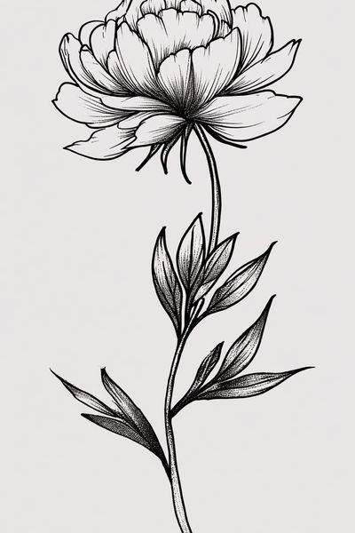 Peony Flower Illustration Poster. poster