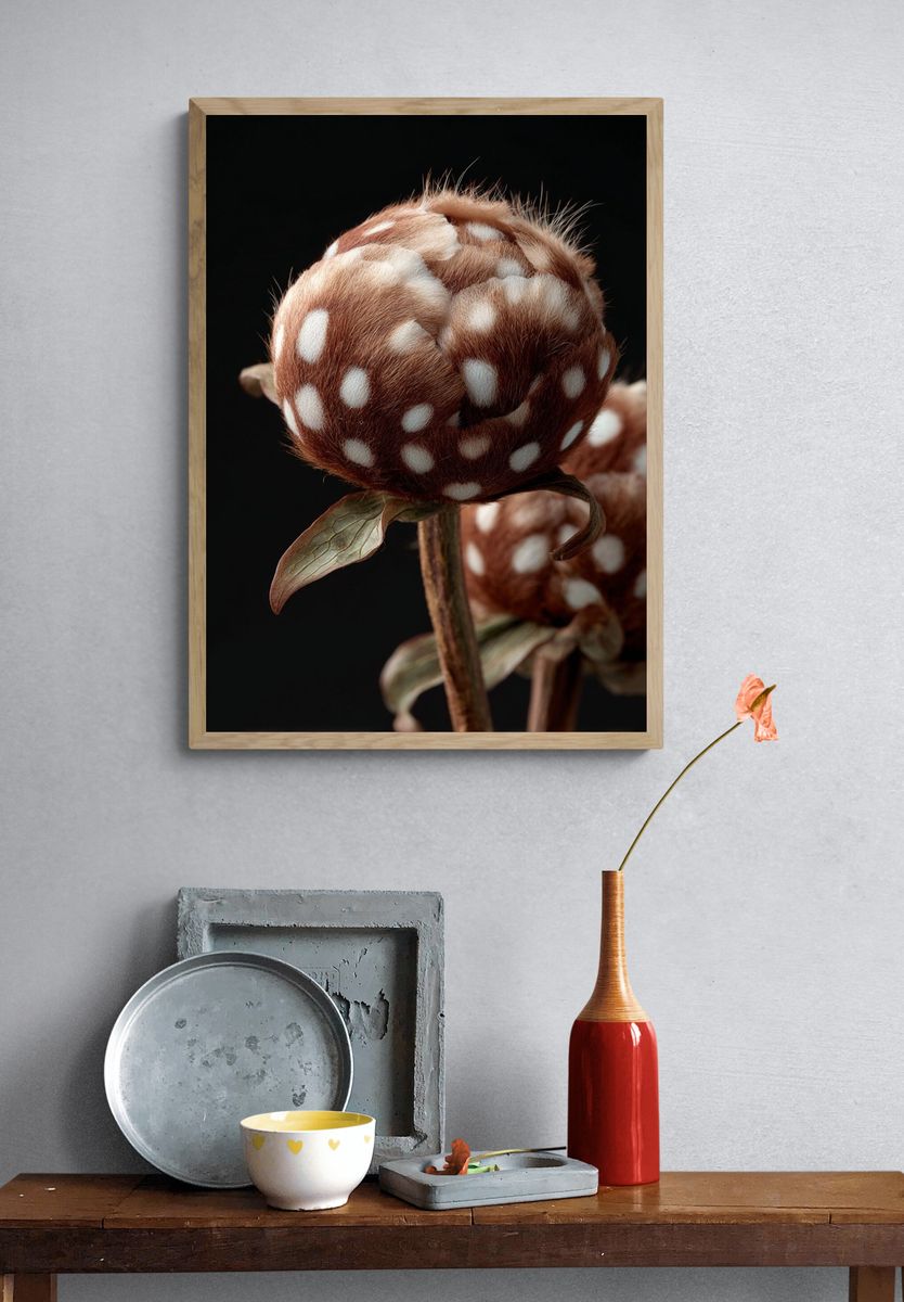 Fluffy Brown Botanical Poster. — room view 3