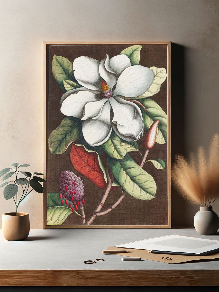 Magnolia Blossom — Botanical Print. — room view 2
