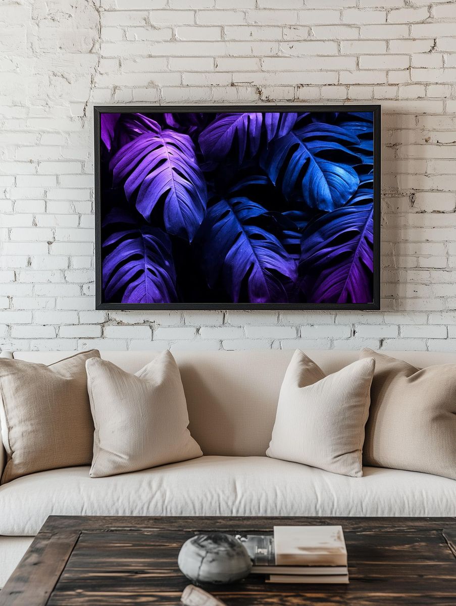 Vibrant Monstera Leaves — Botanical Print. — room view 1