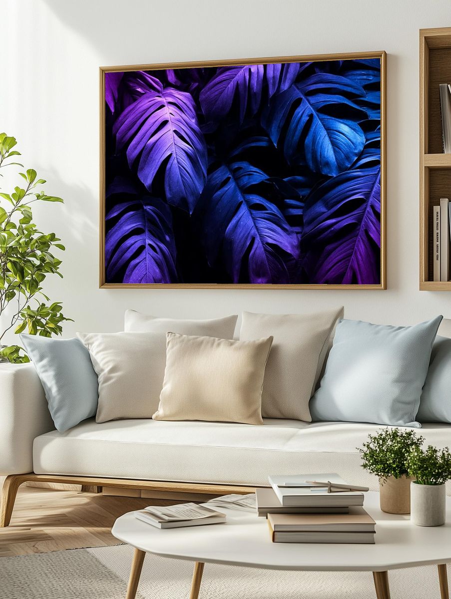 Vibrant Monstera Leaves — Botanical Print. — room view 2